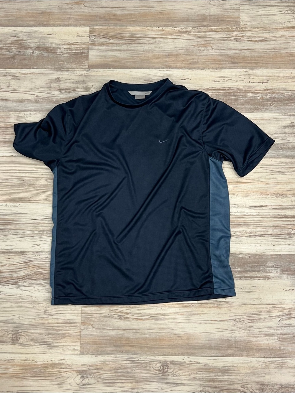 Nike Black Athletic Tee with Slate Blue Side Panels